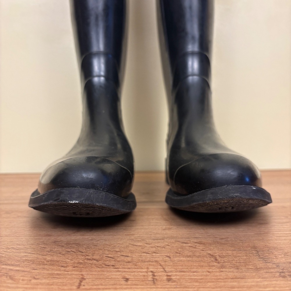 BURBERRY Crosshill Heart Check Rain Boots In Black Women Size 40 Outdoor Rubber - Picture 4 of 14